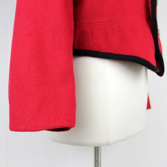 Vintage 80s / 90s Military Style Red Wool Jacket Size 14 - Picture 7 of 10